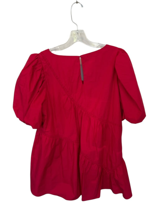 English Factory Size L Red Short Balloon Sleeve Asymetrical Neckline Dress Red / L