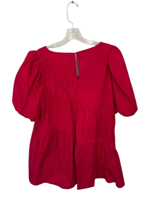 English Factory Size L Red Short Balloon Sleeve Asymetrical Neckline Dress Red / L