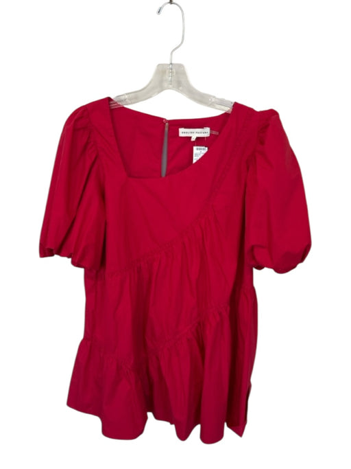 English Factory Size L Red Short Balloon Sleeve Asymetrical Neckline Dress Red / L