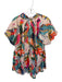 TCEC Size M Tan & multi Polyester Short Sleeve Tropical Buttons Collar Dress Tan & multi / M
