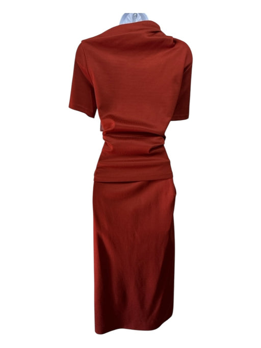 Karolina Zmarlak Size S Orange Viscose Blend Gathered Short Sleeve Skirt Set Orange / S