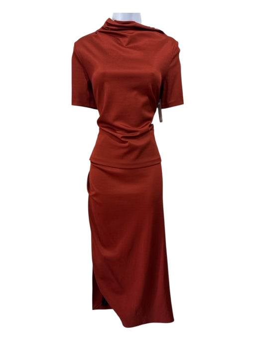 Karolina Zmarlak Size S Orange Viscose Blend Gathered Short Sleeve Skirt Set Orange / S