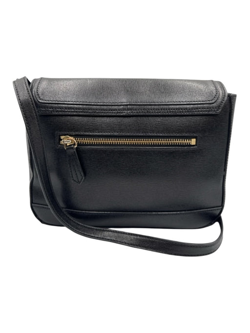 Neely & Chloe Black Leather Magnetic  Flap Removable Strap Crossbody Bag Black