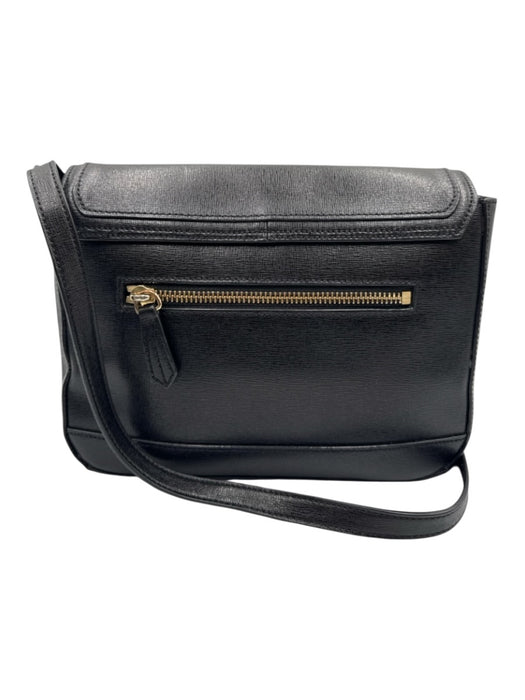 Neely & Chloe Black Leather Magnetic  Flap Removable Strap Crossbody Bag Black