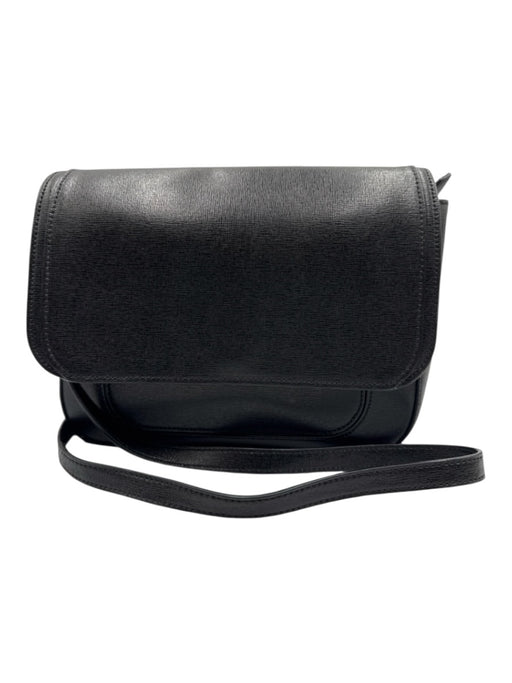 Neely & Chloe Black Leather Magnetic  Flap Removable Strap Crossbody Bag Black