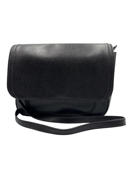 Neely & Chloe Black Leather Magnetic  Flap Removable Strap Crossbody Bag Black