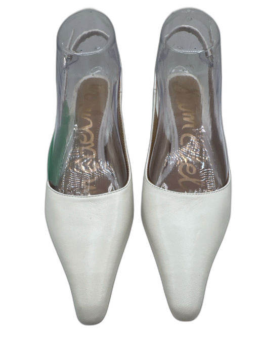 Sam Edelman Shoe Size 7 White Leather Upper Ankle Buckle Pointed Toe Slingbacks White / 7
