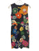 Vilagallo Size 40 Dark Blue & Multi Cotton Sleeveless Floral Print Dress Dark Blue & Multi / 40