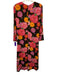 La Double J Size M Brown, Pink, Orange Viscose Long Sleeve Floral Print Dress Brown, Pink, Orange / M