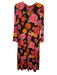 La Double J Size M Brown, Pink, Orange Viscose Long Sleeve Floral Print Dress Brown, Pink, Orange / M