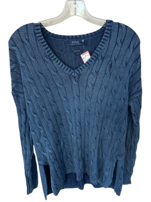 Polo Ralph Lauren Size S Navy Cotton Long Sleeve Cable Knit V Neck Sweater Navy / S