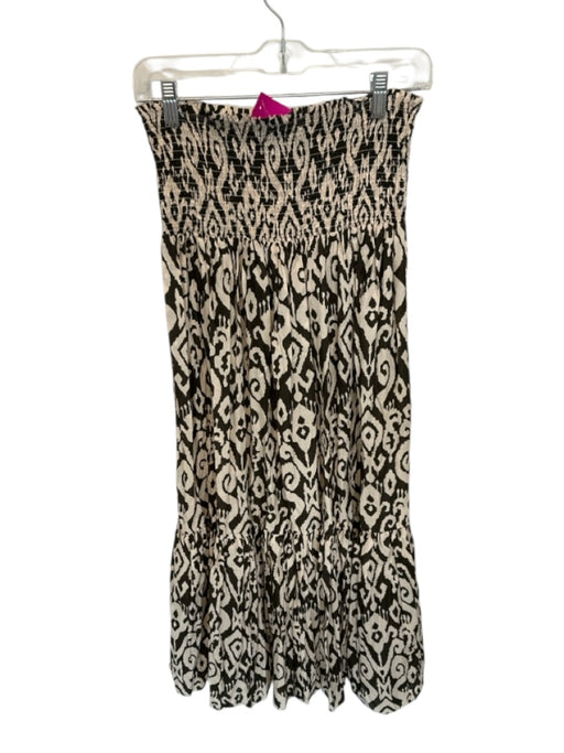 Zara Size S Tan & brown Elastic Rouched Swirl Strapless Midi Dress Tan & brown / S