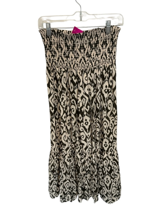 Zara Size S Tan & brown Elastic Rouched Swirl Strapless Midi Dress Tan & brown / S