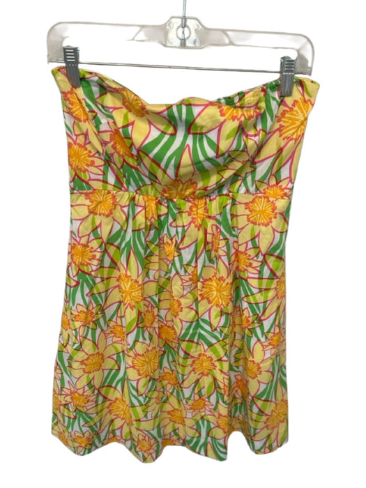 Lily Pulitzer Size 8 Multi Cotton Blend Floral Strapless Boning Dress Multi / 8