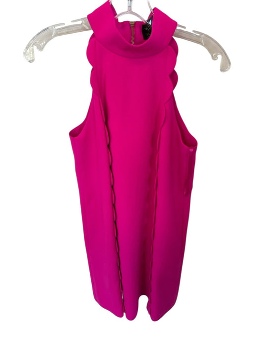 Ted Baker Size 1 Magenta Polyester Blend High Neck Scalloped gold accent Dress Magenta / 1