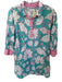 Gretchen Scott Size M Aqua Cotton Floral Pink accents Collared Mini Dress Aqua / M