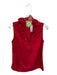 Elizabeth McKay Size 4 Red Silk Ruffle Collar Quarter Button Sleeveless Top Red / 4