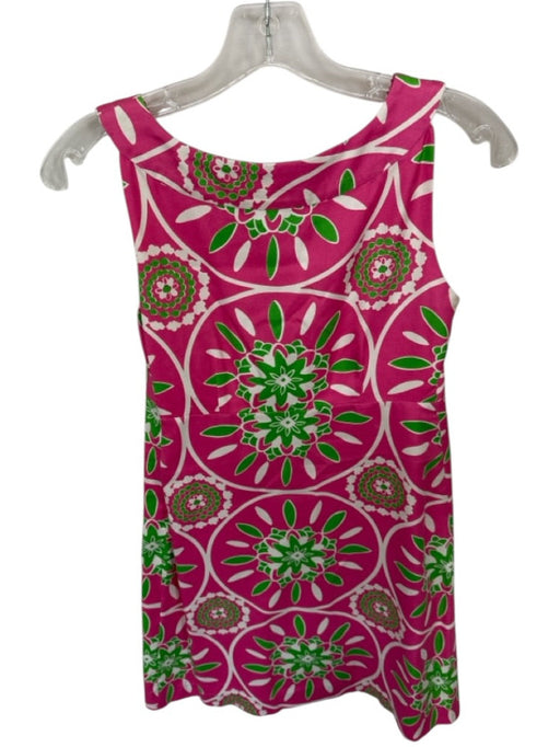 Lilly Pulitzer Size 0 Pink & Green Cotton & Silk Floral Lace Detail Mini Dress Pink & Green / 0
