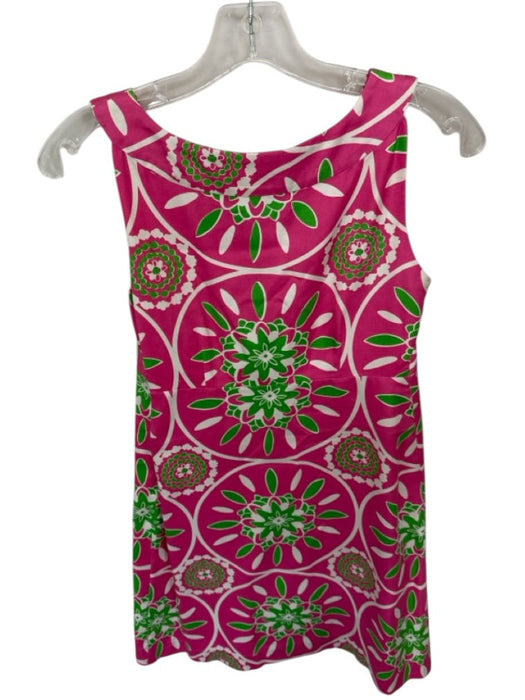 Lilly Pulitzer Size 0 Pink & Green Cotton & Silk Floral Lace Detail Mini Dress Pink & Green / 0