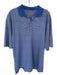 Size XL Blue & White Polyester Stripes Collar Quarter Button Men's Polo Blue & White / XL