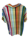 Warm Size 0 Multi Cotton Short Cuff Sleeve Striped Collar V Neck Dress Multi / 0