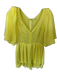 Glam Size M Yellow Polyester Short Balloon Sleeve Shoulder Pads V Neck Dress Yellow / M