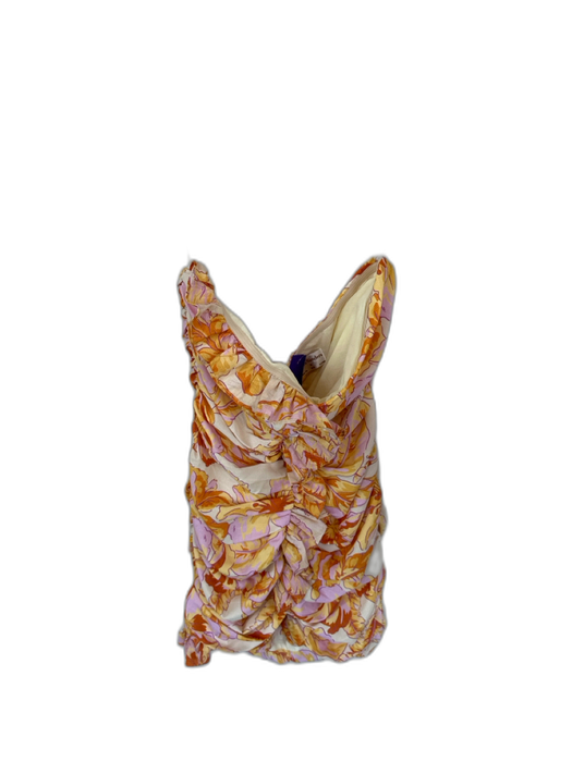 Seven Wonders Size M Orange & Purple Polyester Blend Strapless Flowers Dress Orange & Purple / M