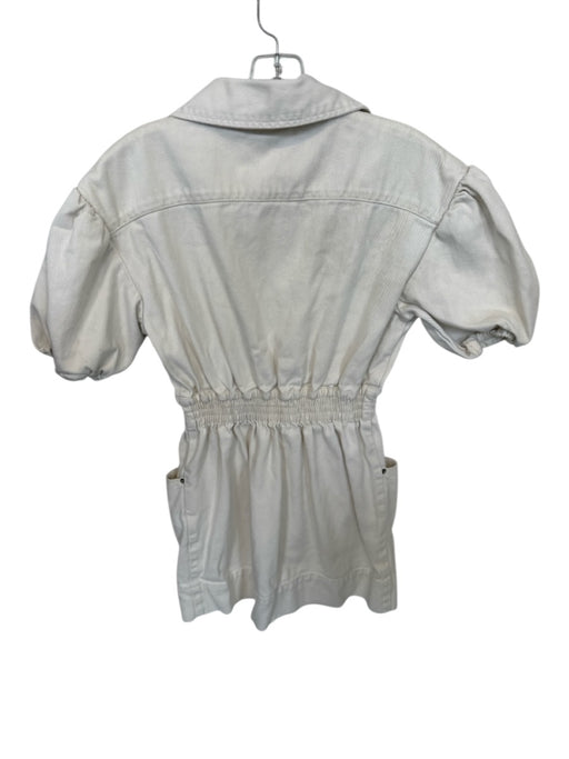 C/Meo Collective Size XS Cream Cotton Short Balloon Sleeve Front Zip Mini Dress Cream / XS