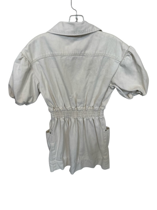 C/Meo Collective Size XS Cream Cotton Short Balloon Sleeve Front Zip Mini Dress Cream / XS
