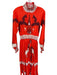 Ruthie & Esther Size S Orange & Brown Polyester Mock Neck Elastic Waist Dress Orange & Brown / S