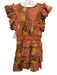 Ulla Johnson Size 2 Orange & Brown Cotton Blend Floral Ruffle Cap Sleeve Dress Orange & Brown / 2