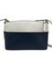 Kate Spade White & Navy Blue Leather Zip Top Color Block Adjustable Strap Bag White & Navy Blue