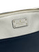 Kate Spade White & Navy Blue Leather Zip Top Color Block Adjustable Strap Bag White & Navy Blue