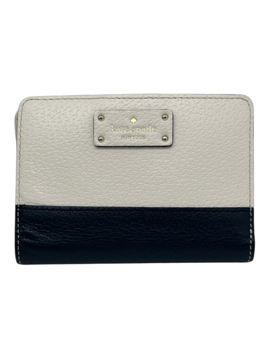 Kate Spade White & Navy Blue Leather Zip Top Color Block Adjustable Strap Bag White & Navy Blue