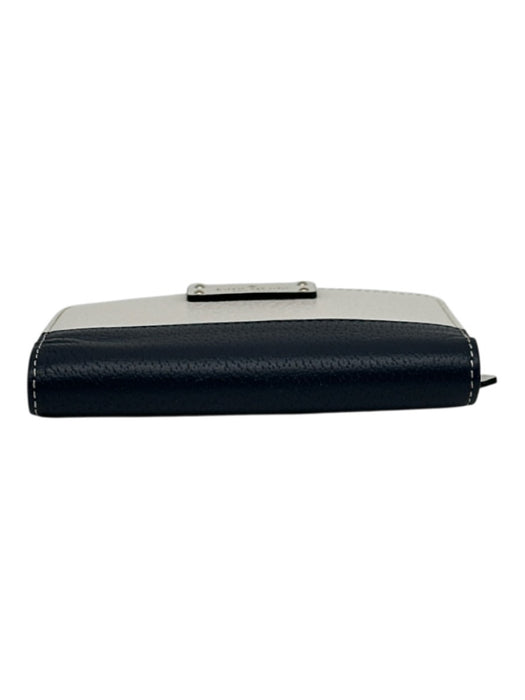 Kate Spade White & Navy Blue Leather Zip Top Color Block Adjustable Strap Bag White & Navy Blue