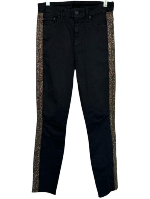 Mother Size 27 Black & Bronze Cotton Blend Beaded Raw Hem Pants Black & Bronze / 27