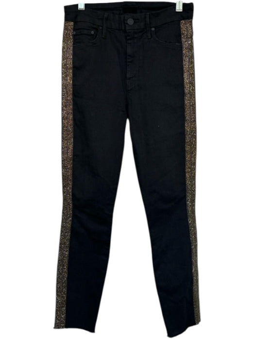 Mother Size 27 Black & Bronze Cotton Blend Beaded Raw Hem Pants Black & Bronze / 27
