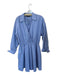 Zara Size L Blue Cotton Long Sleeve V Neck Collar Waistband Dress Blue / L