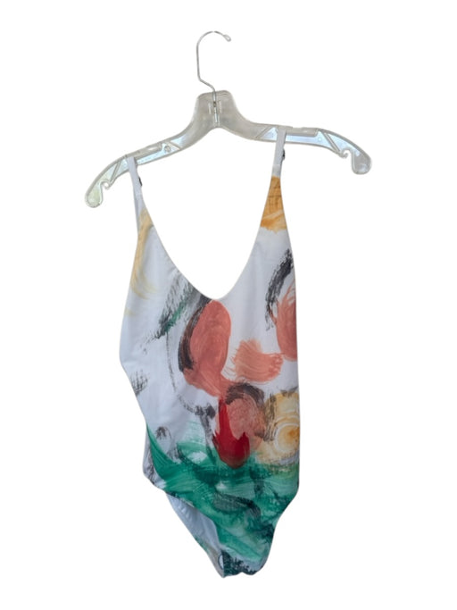 Wray Size M Green & Orange Polyester Blend Abstract Spaghetti Strap Swimsuit Green & Orange / M
