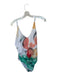 Wray Size M Green & Orange Polyester Blend Abstract Spaghetti Strap Swimsuit Green & Orange / M