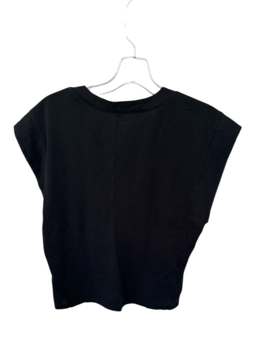 Frame Size L Black Cotton V Neck Cap Sleeve Cropped Top Black / L