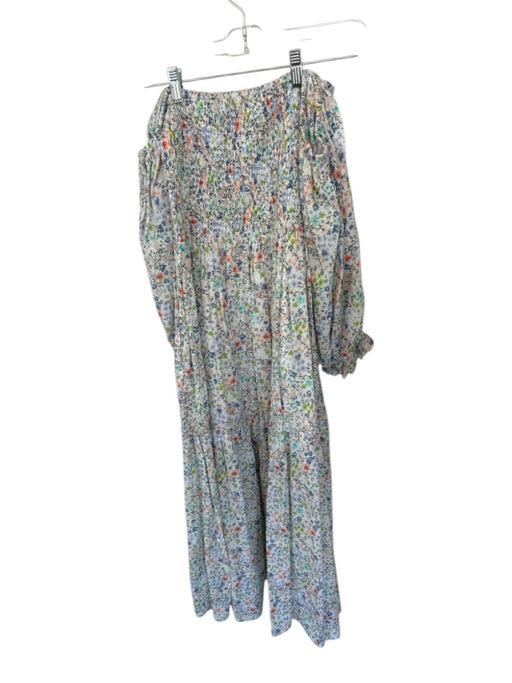 Karlie Size M Multi Cotton Floral Rouched Square Neck Quarter Sleeve Dress Multi / M