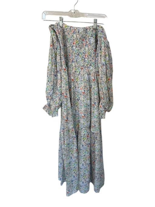 Karlie Size M Multi Cotton Floral Rouched Square Neck Quarter Sleeve Dress Multi / M
