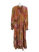 Aura Size S Orange & Pink Polyester Long Balloon Sleeve Botanical Maxi Dress Orange & Pink / S