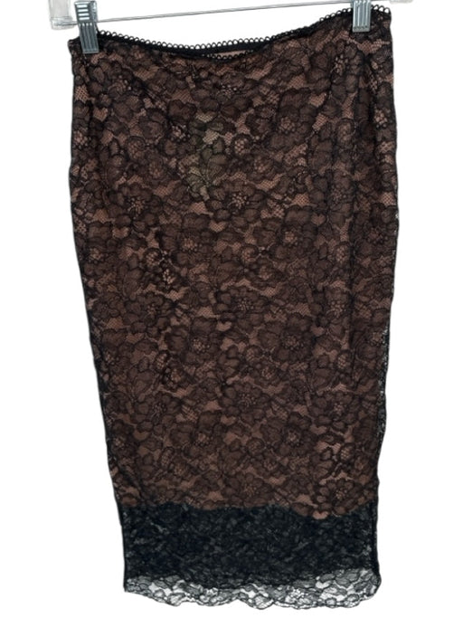 House of CB Size XS Nude & Black Lace Side Zip Midi Skirt Nude & Black / XS