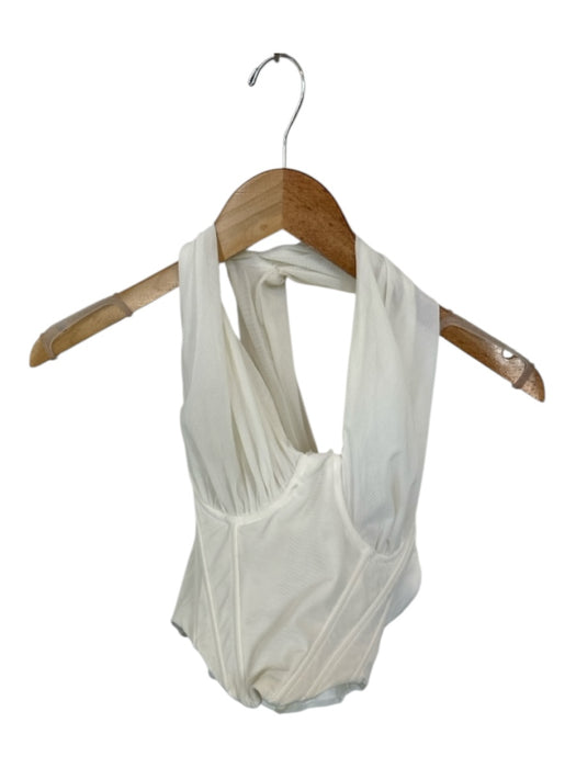 House of CB Size S Cream Mesh One Shoulder Bustier Top Cream / S