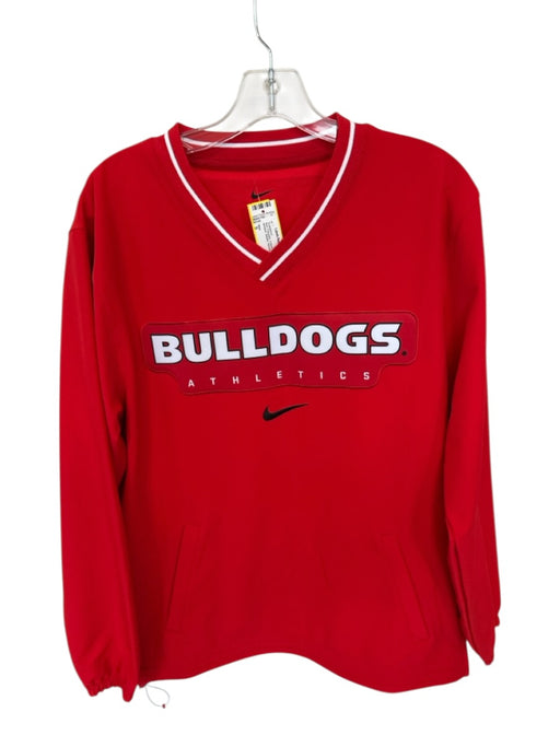 Nike Size S Red Polyester V Neck UGA Wind Breaker Athletic Sweatshirt Red / S