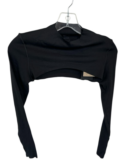 Nike Size S Black Nylon Blend Long Sleeve Cropped Athletic Top Black / S