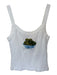 Lisa Says Gah Size S White & Green Cotton Blend Sleeveless Fruit Cropped Top White & Green / S