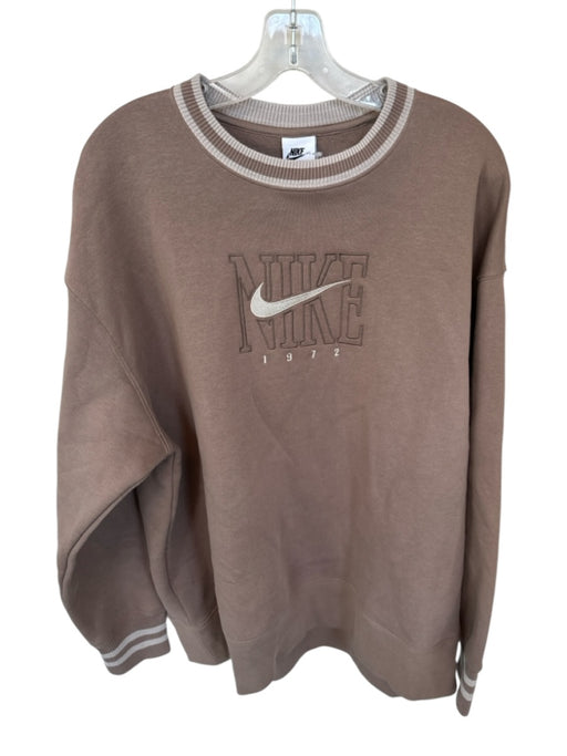 Nike Size M Taupe & White Cotton Blend logo Athletic Men's Sweatshirt Taupe & White / M
